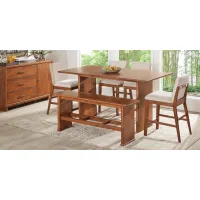 Surrey Ellis Brown 6 Pc Counter Height Dining Room with Upholstered Chairs and Bench