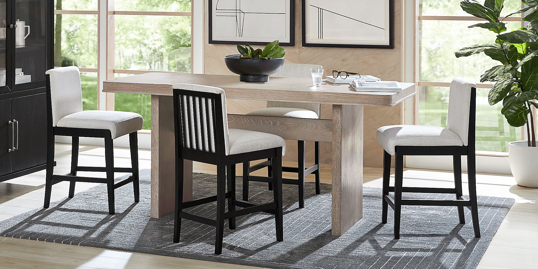 Portsmouth Natural 5 Pc Counter Height Dining Room with Black Stools