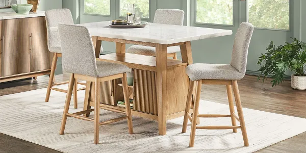Viola Natural 5 Pc Counter Height Marble Top Dining Room