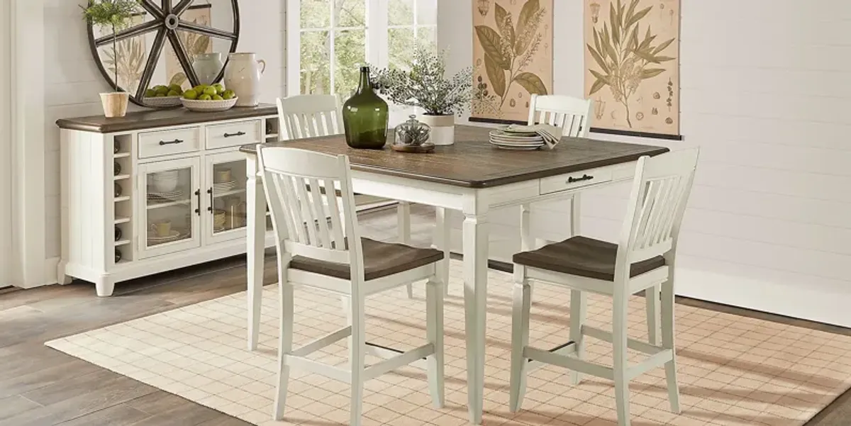 Country Lane Antique White Counter Height Dining Table