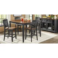 Country Lane Black 5 Pc Counter Height Dining Room with Slat Back Stools