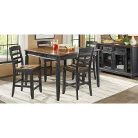 Country Lane Black 5 Pc Counter Height Dining Room with Ladder Back Stools