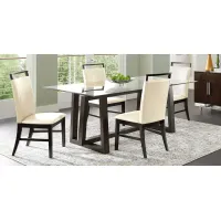 Fanmoore Espresso 5 Pc Dining Set with Cream Chairs