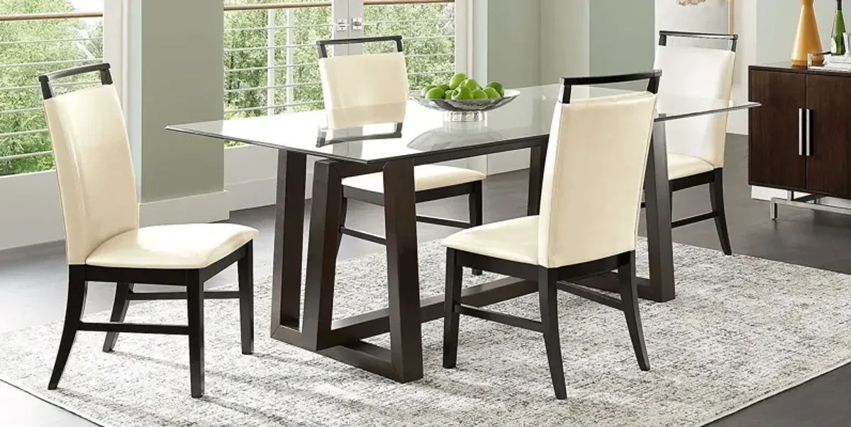 Fanmoore Espresso 5 Pc Dining Set with Cream Chairs