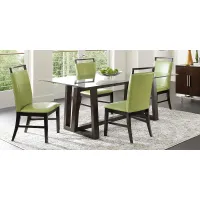 Fanmoore Espresso 5 Pc Dining Set with Green Chairs