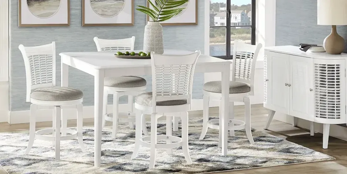 Chesterman White 5 Pc Counter Height Dining Room with Swivel Stools