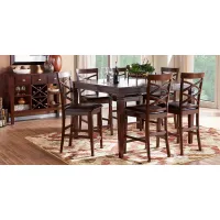 Riverdale Cherry 5 Pc Square Counter Height Dining Room with X-Back Stools
