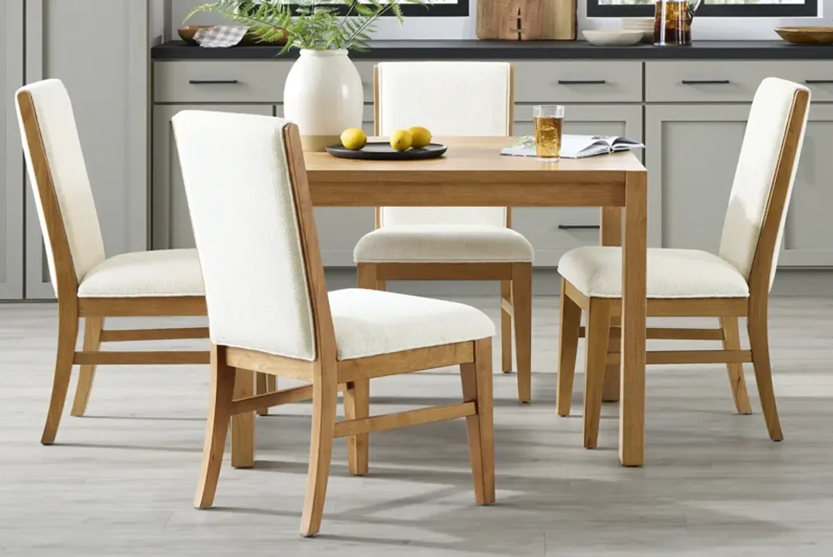 Ithaca Natural 5 Pc Square Dining Room with Upholstered Side Chairs