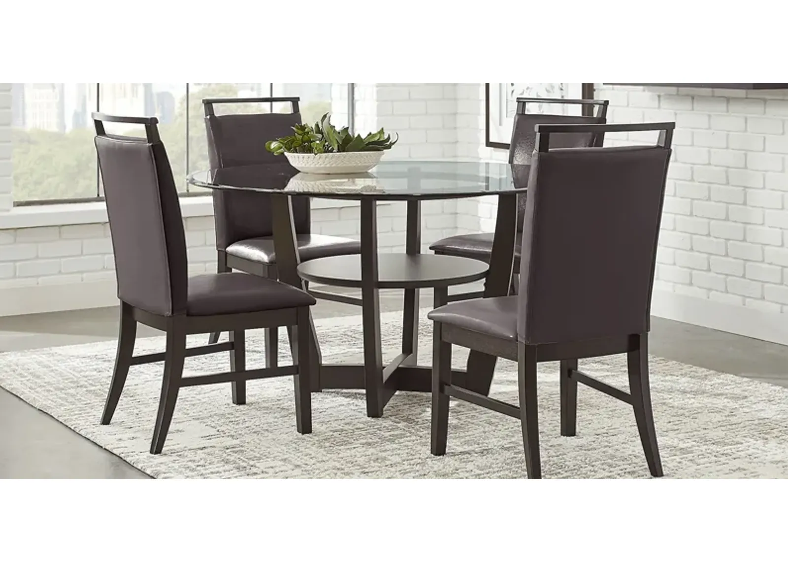 Ciara Espresso 5 Pc 48"" Round Dining Set with Brown Chairs