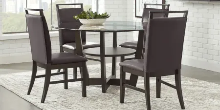 Ciara Espresso 5 Pc 48"" Round Dining Set with Brown Chairs