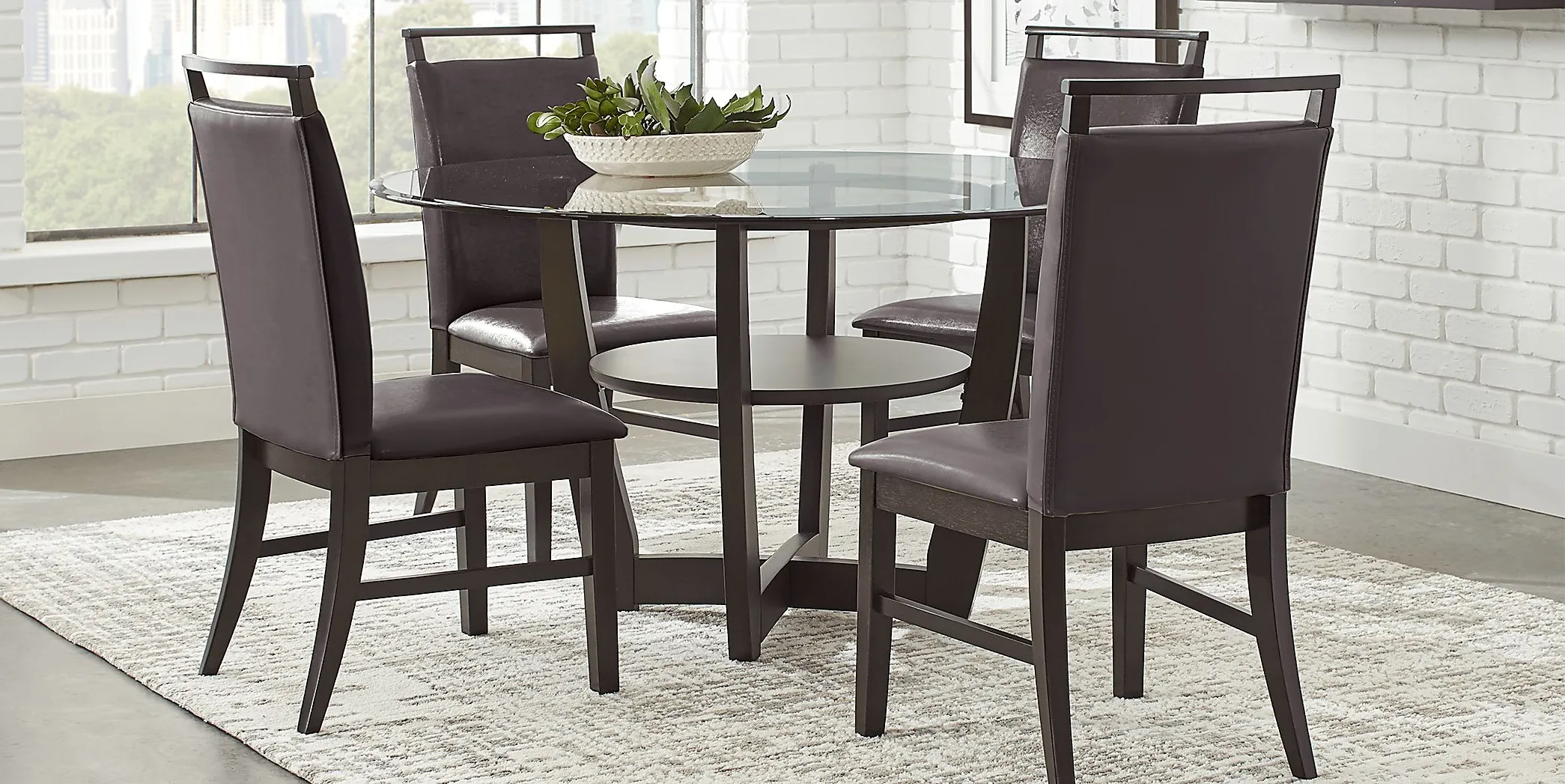 Ciara Espresso 5 Pc 48"" Round Dining Set with Brown Chairs