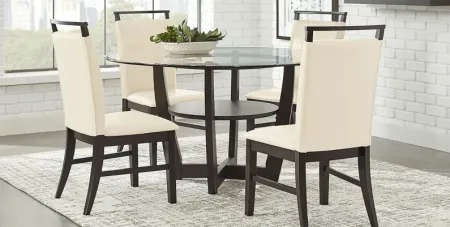 Ciara Espresso 5 Pc 48"" Round Dining Set with Cream Chairs