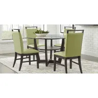 Ciara Espresso 5 Pc 48"" Round Dining Set with Green Chairs