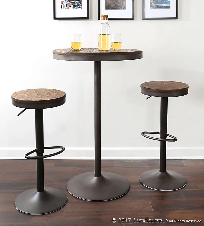 Chaz Brown 3 Pc Bar Height Dining Set