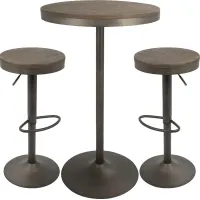 Chaz Brown 3 Pc Bar Height Dining Set