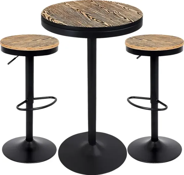 Chaz Light Brown 3 Pc Bar Height Dining Set