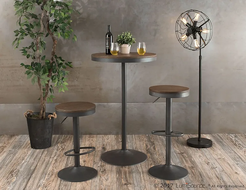 Chaz Gray Brown 3 Pc Bar Height Dining Set