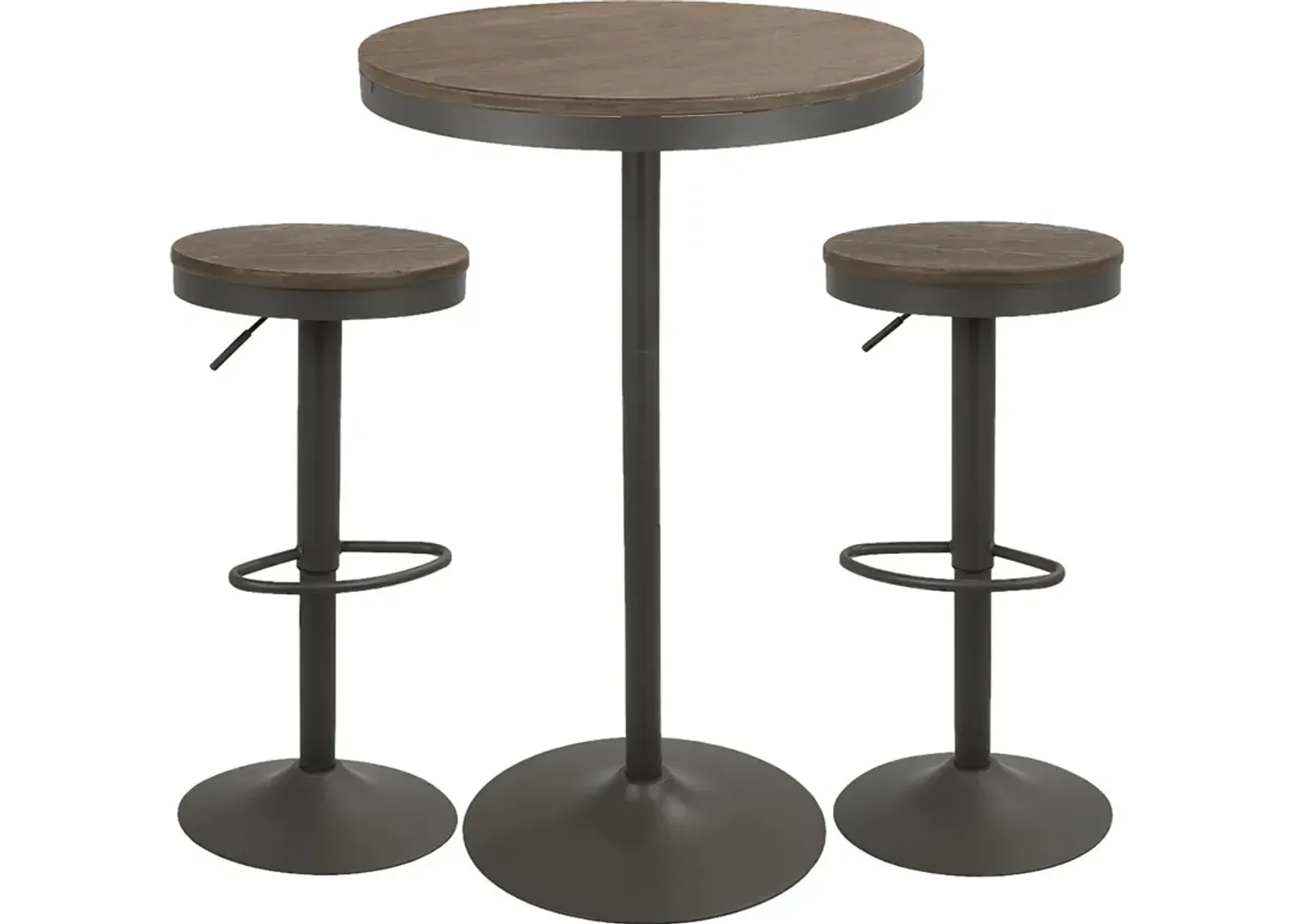 Chaz Gray Brown 3 Pc Bar Height Dining Set