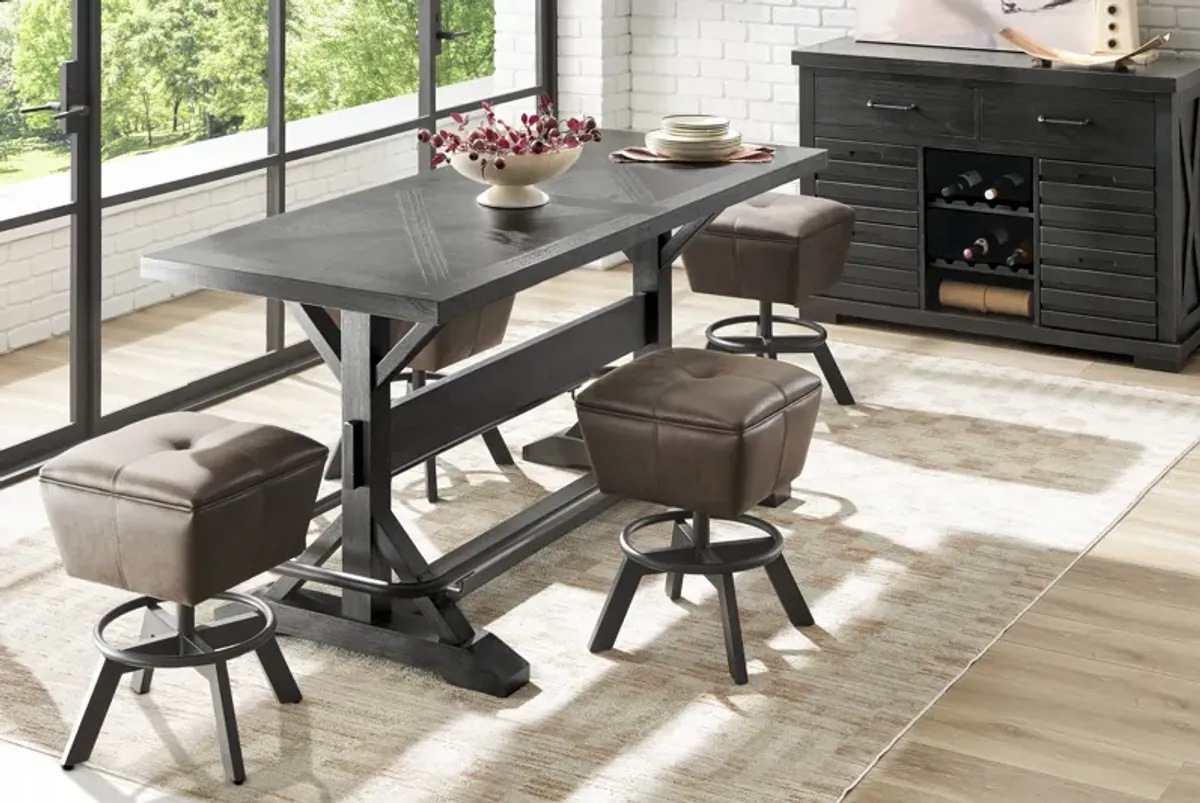 Creston Point Black 5 Pc Counter Height Dining Room with Swivel Counter Height Stools