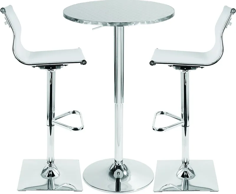 Avrum White 3 Pc Bar Height Dining Set