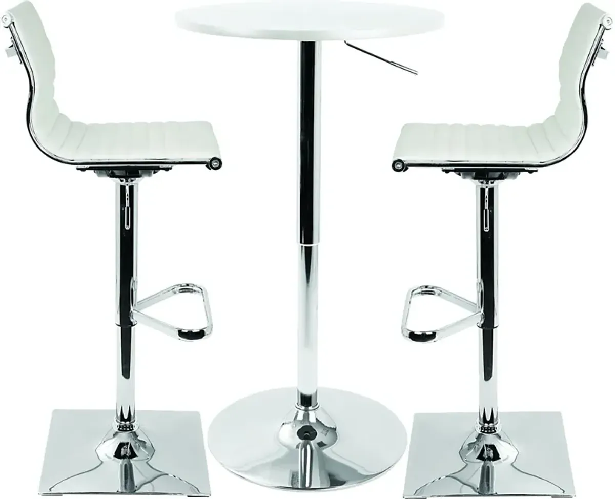 Hampden White 3 Pc Bar Height Dining Set