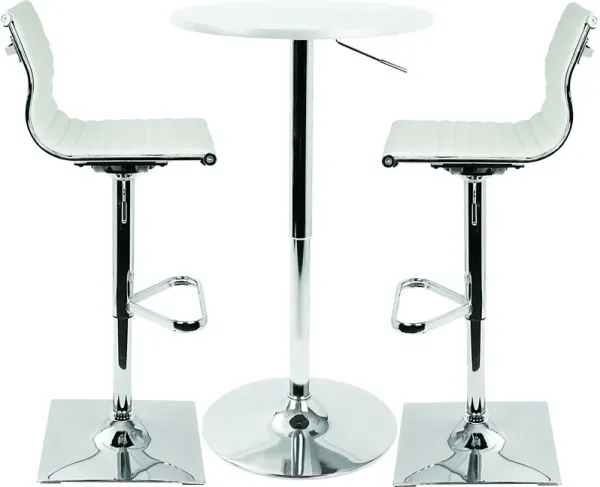 Hampden White 3 Pc Bar Height Dining Set