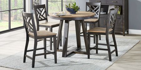 Beacon Street Brown 5 Pc Round Counter Height Dining Room