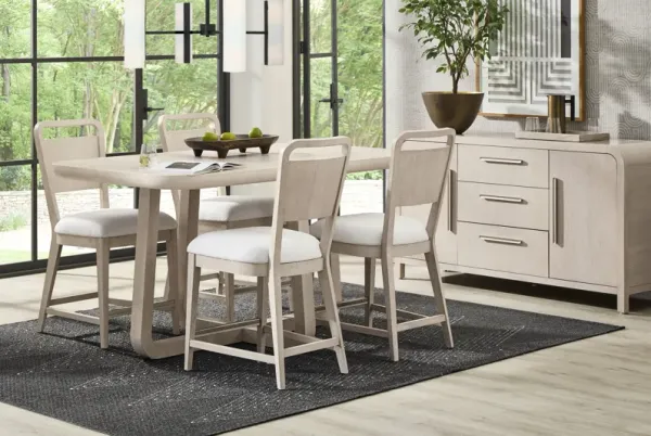 Canyon Light Gray 5 Pc Counter Height Dining Room with Panel Back Chairs