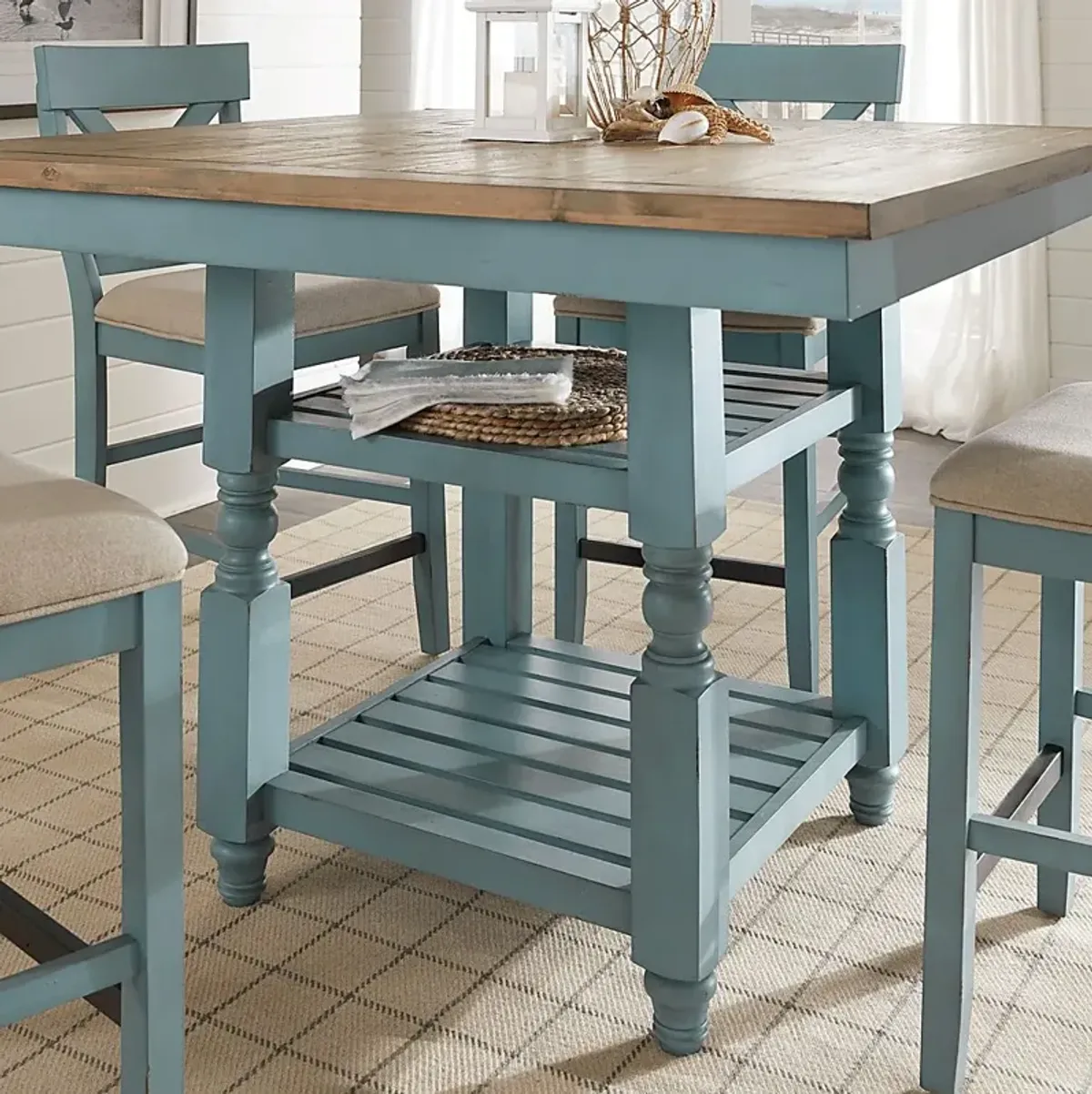 Spring Cottage Blue Counter Height Dining Table