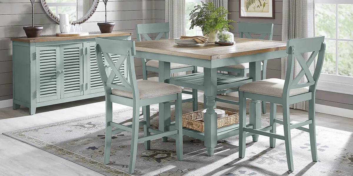 Spring Cottage Blue 5 Pc Counter Height Dining Set