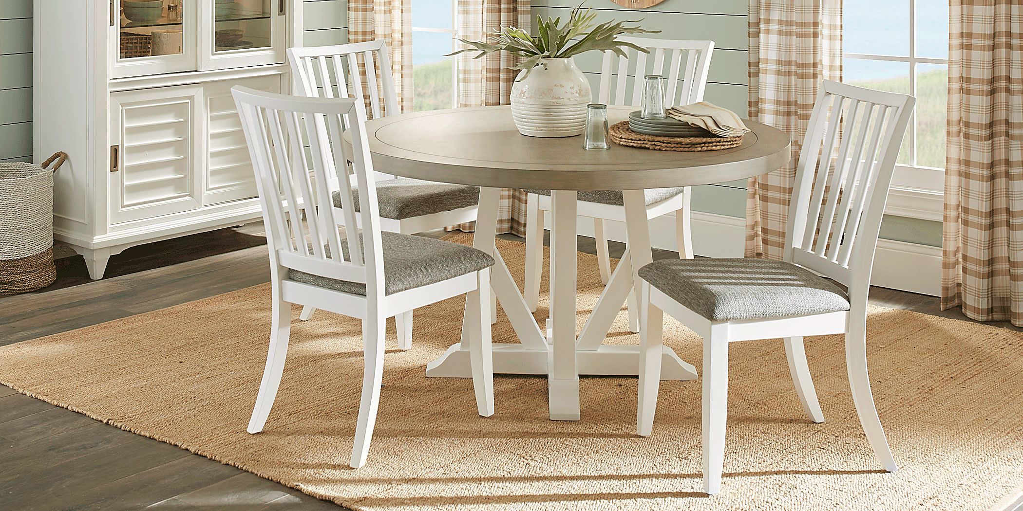 Hilton Head Round Dining Table with White Base