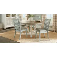 Hilton Head White 5 Pc Round Dining Room with Mint Chairs