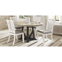 Hilton Head Graphite 5 Pc Round Dining Room with White Chairs