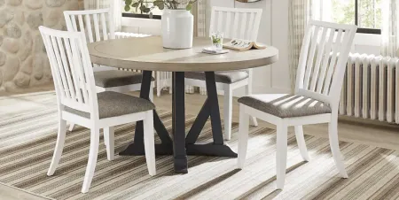Hilton Head Graphite 5 Pc Round Dining Room with White Chairs