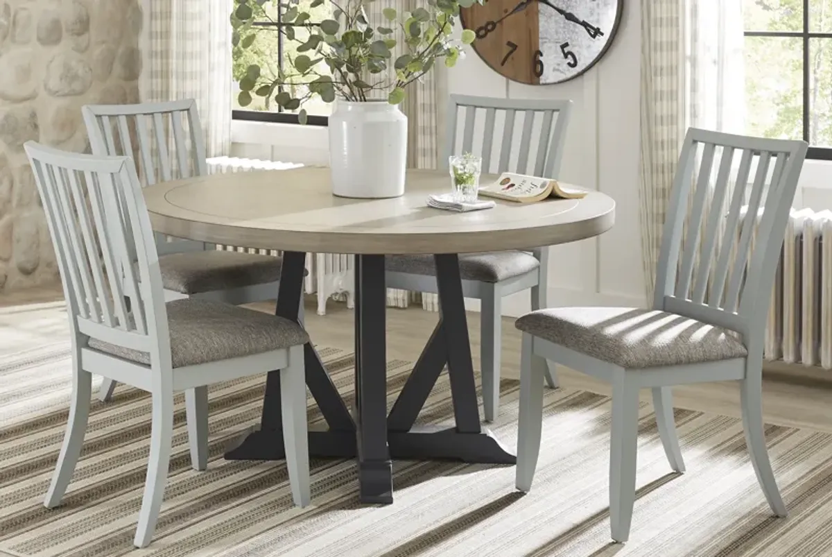 Hilton Head Graphite 5 Pc Round Dining Room with Mint Chairs