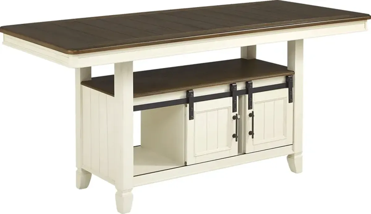 Country Lane Antique White Counter Height Storage Dining Table