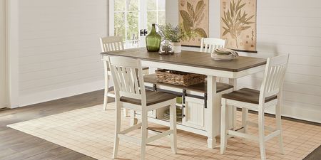 Country Lane Antique White Counter Height Storage Dining Table