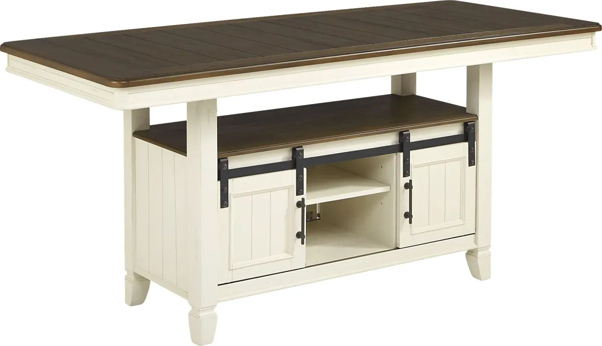 Country Lane Antique White Counter Height Storage Dining Table