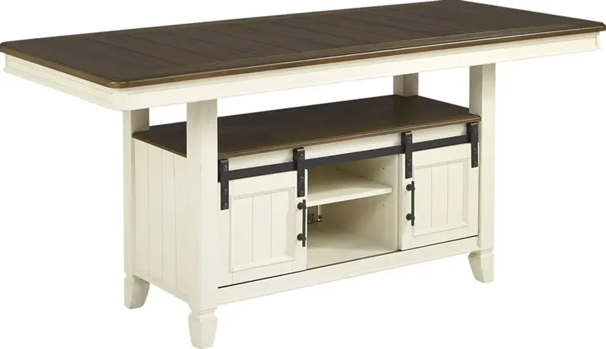 Country Lane Antique White Counter Height Storage Dining Table