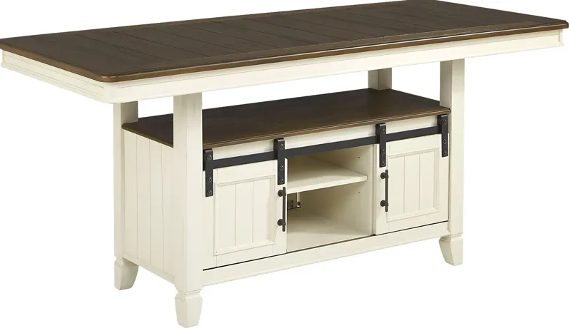 Country Lane Antique White Counter Height Storage Dining Table