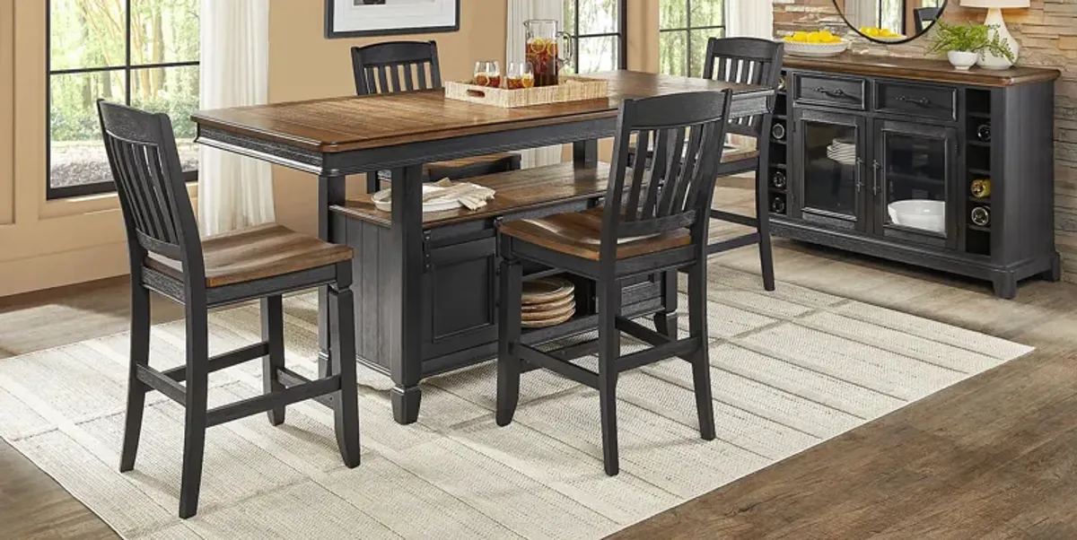 Country Lane Black Counter Height Storage Dining Table