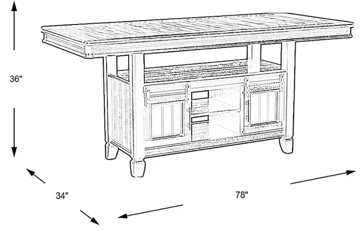 Country Lane Black Counter Height Storage Dining Table