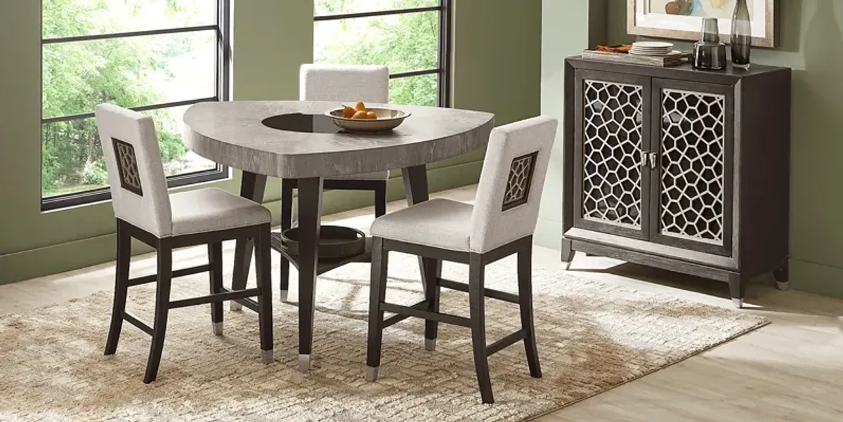 Rosalie Gray 4 Pc Counter Height Dining Room with Gray Stools