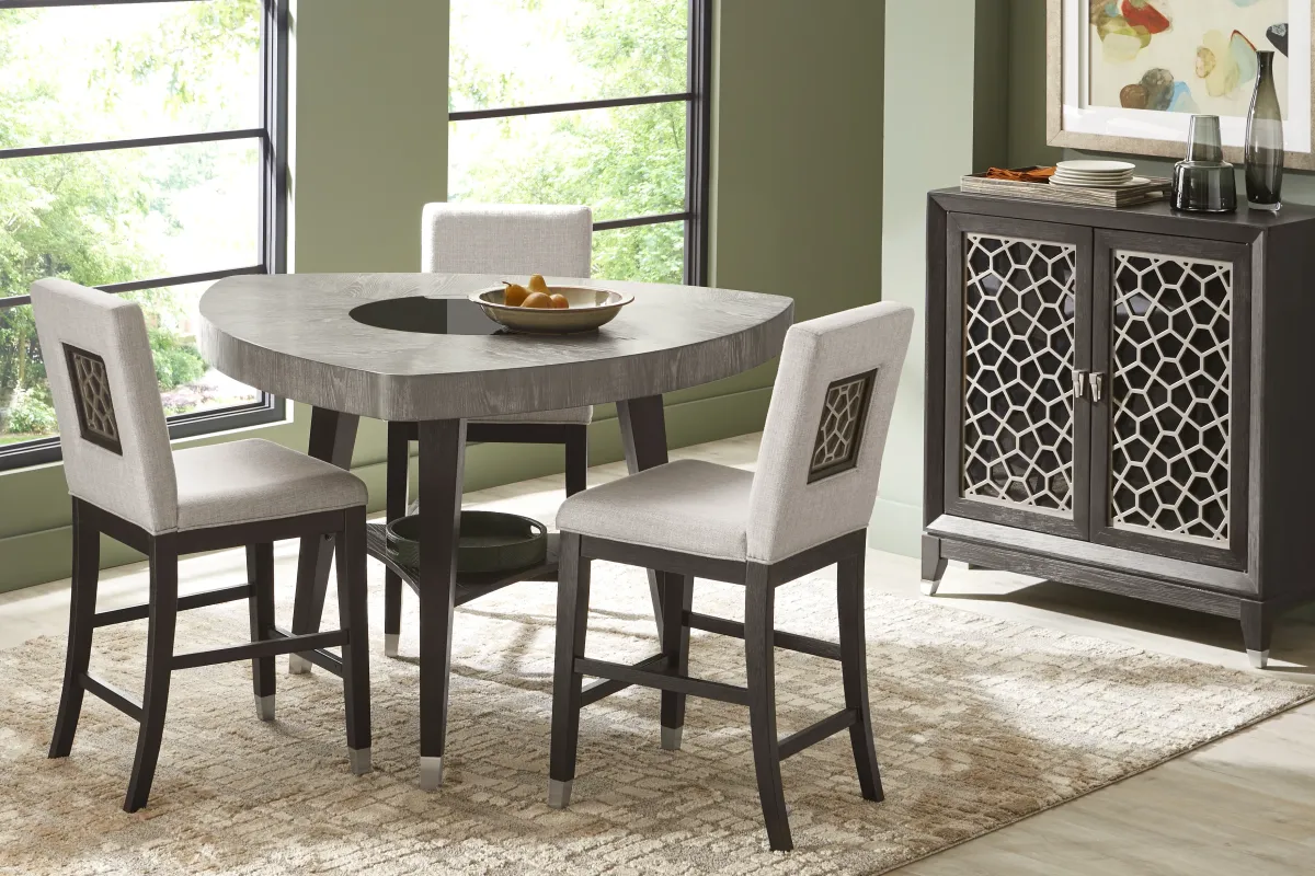 Rosalie Gray 4 Pc Counter Height Dining Room with Gray Stools
