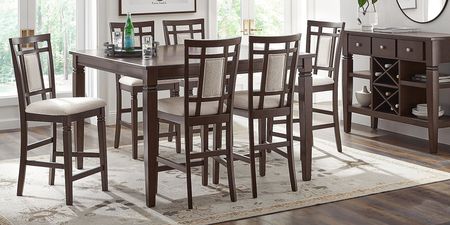 Winslow Brown Cherry 5 Pc Square Counter Height Dining Room with Upholstered Stools