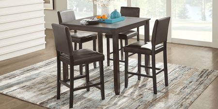 Sunset View Brown Cherry 3 Pc Counter Height Dining Set with Brown Stools