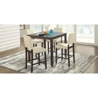 Sunset View Brown Cherry 3 Pc Counter Height Dining Set with Cream Stools