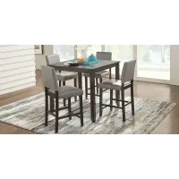 Sunset View Brown Cherry 3 Pc Counter Height Dining Set with Gray Stools