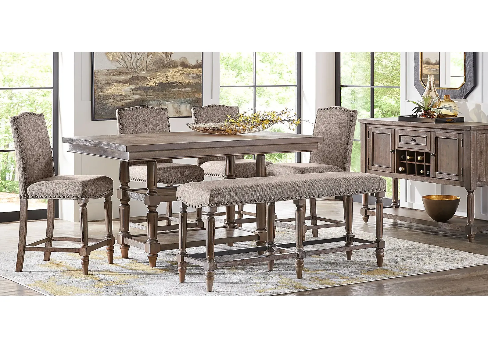 Melian Woods Brown 6 Pc Counter Height Dining Room With Bench