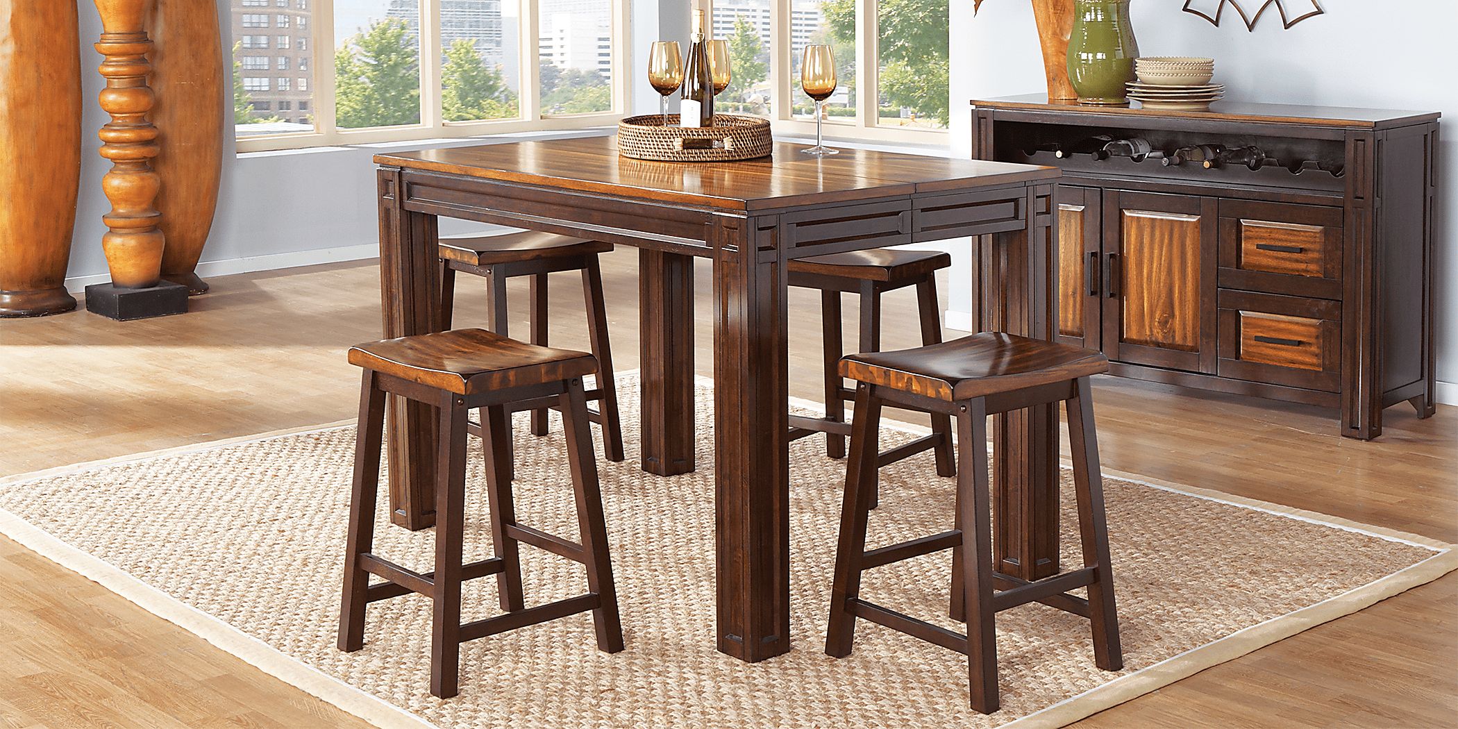Adelson Chocolate 9 Pc Counter Height Dining Room